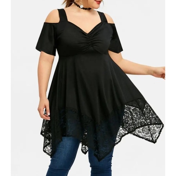 Nextmia Women’s Black Cold Shoulder Swing Tunic Top (Size 20) - Picture 5 of 10